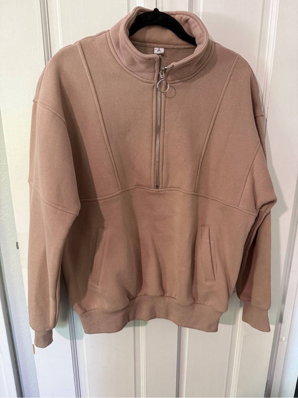Women's Half-Zip Pullover Hoodie in Dusty Rose